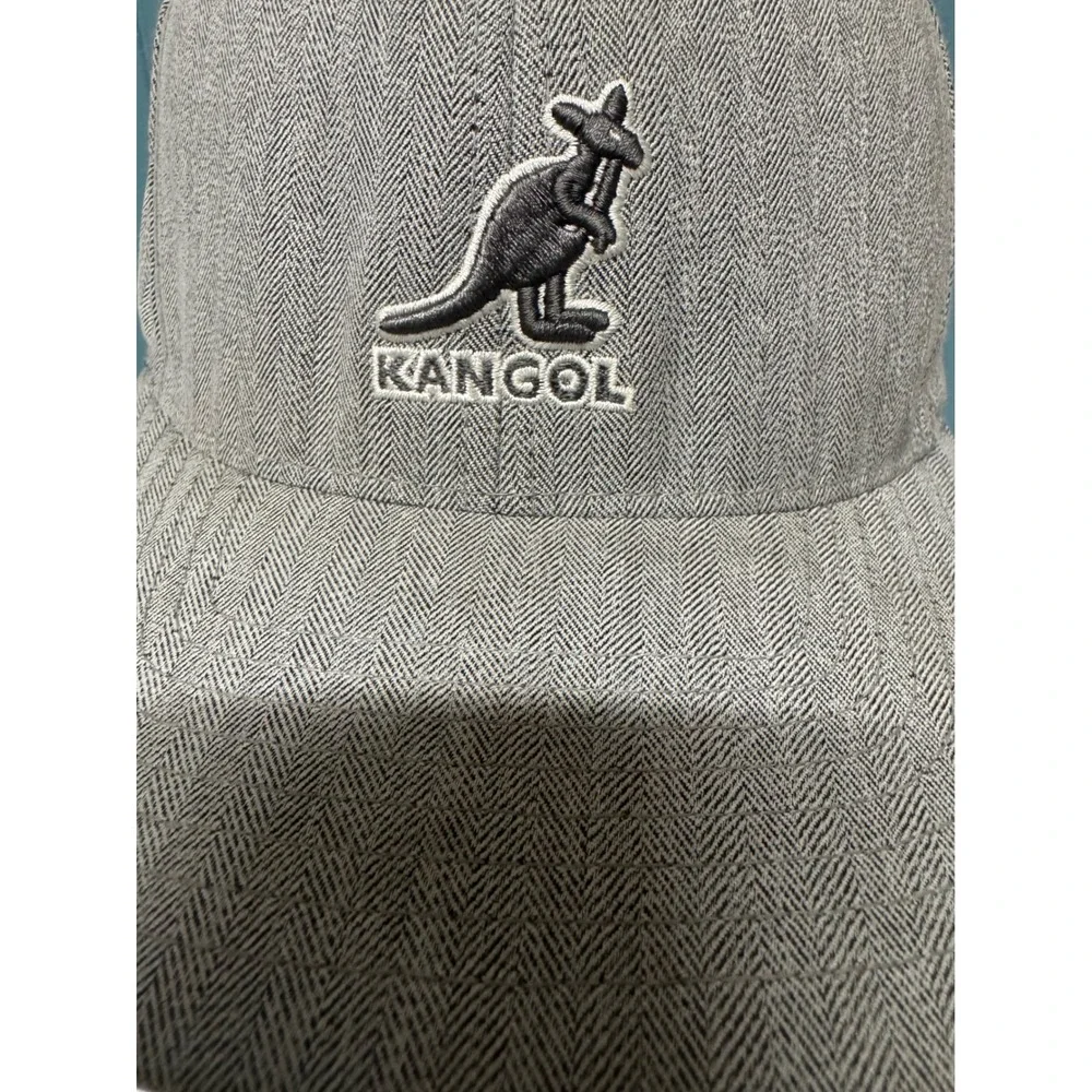 Kangol Flexfit Herringbone Baseball Cap Grey Embroidered Logo Hat Mens